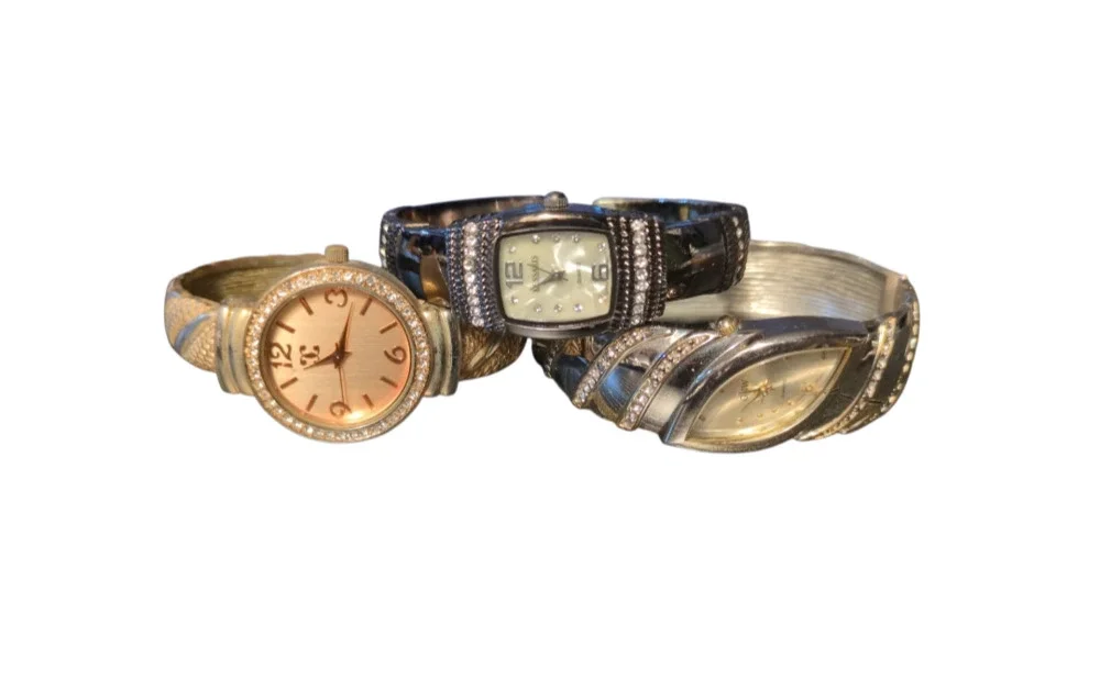 Lot of 3 Vintage Women's Fashion Bangle Watches including Kessaris and Giw